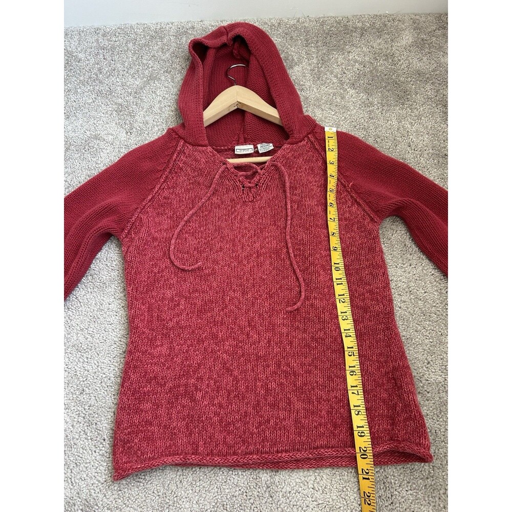 Vintage Y2K Arizona Red Knit Hooded Sweater Cotton Size M - Picture 10 of 10